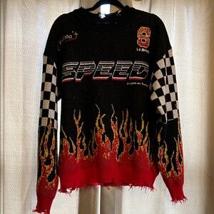 SHEIN Black and Red Speed Flame Sweater
